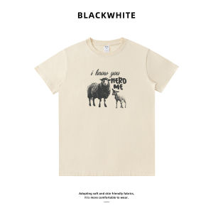 Summer T Shirt 260g Pure cotton skin-friendly breathable street fashion style sheep print short-sleeve t-shirt Q512