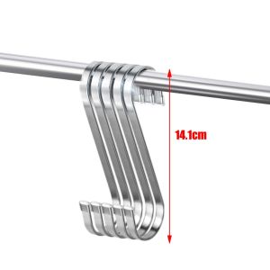 20Pcs Various Sizes Flat S Shaped Stainless SteelHook Kitchen Pot Pan Hanger for Hanging Plants Towels Heavy Duty Storage Rack Closet Hooks