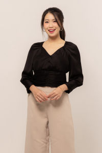 RIMINI - Blus Wanita Crop Lengan Panjang Crinkle Ribbon Size XS-XL - Endzela Top 525270-1