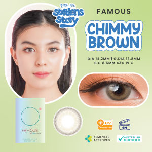 Famous Chimmy Brown | 14.2mm Soflens Warna | Soflen Beda Minus (1pcs/sebelah) | Normal dan -0.50 sd -8.00