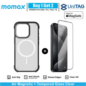 [BUY 1 GET 2] Case Air Magnetic iPhone 16 Pro Max Magsafe MOMAX + Tempered Glass GlassPro+ Clear