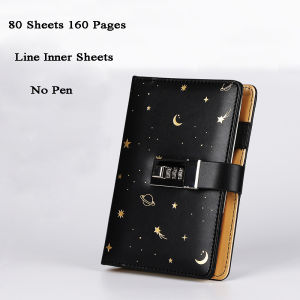 B6 Retro starry sky Binder Diary Notebook with Lock 6 Rings loose leaf Notepad Office Journal Agenda Planner Organizer Note Books