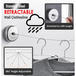 🇸🇬 (304 Stainless Steel) Retractable Stainless Steel Wall Clothesline| Clothes Line | Drying rack clothes