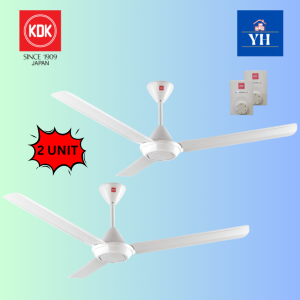 KDK K15V0 White / Brown Regulator 3 Blades AC Motor Ceiling Fan 60" (TWIN PACK / 2 UNIT)