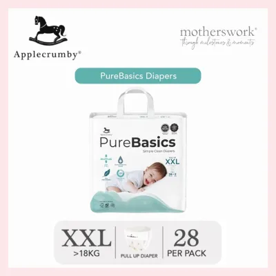 Applecrumby Purebasics Chlorine-Free Mini & Mega Baby Diapers - Pull Ups Pants / Tape S / M / L / XL / XXL