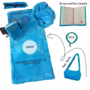 Paket Seserahan Mukena Fatimah Sajadah Bulu Premium Jumbo Alquran Terjemahan A5 SARUNG AL QURAN BULU A5/A6 [free bordir nama]