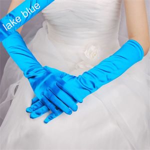 SAVVYSHELF Classic Opera Evening Party Wedding Gloves Prom Costume Accessories Finger Long Gloves Wrist Stretch Satin