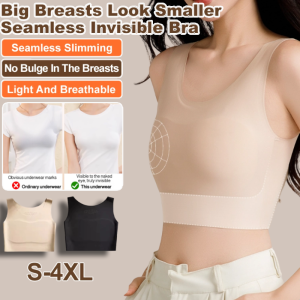Large Breasts Show Small Thin Sports Bra Thin Seamless Foundation Bra Vest Style Breathable Underwear 无痕隐形束胸内衣