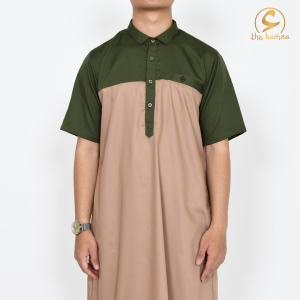 Jubah Gamis Basic Pria Dewasa The Hamza Hitam Baju Gamis Haji Lengan Pendek Toyobo