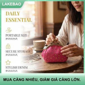 【LAKEBAO】 Phụ nữ mini Wallet denim Coin Purse năm sao in khóa Pouch cho tiền xu thẻ tiền mặt mua sắm phụ kiện