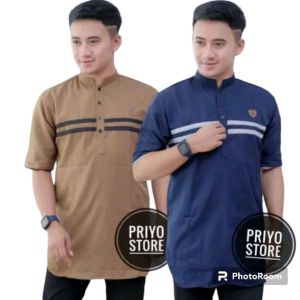 55 RIBU DAPAT 2 BAJU KOKO KURTA GARIS DADA LENGAN PENDEK FULL KATUN Koko Lengan Pendek