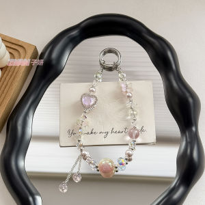 Original Design Two tone Beaded Love Car Keychain Crystal Phone Chain Premium Flower Pendant Bag Pendant