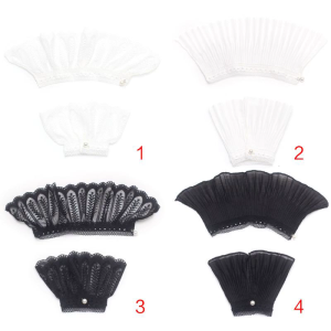 1 cặp Womens cổ tay còng Ren Thêu Hoa Xếp Li sừng còng áo có thể tháo rời giả tay áo Áo len trang phục