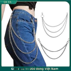 QK FA ✨ 2 3 lớp Punk hip-hop Dài Kim Loại chuỗi vành đai thời trang quần Quần Eo Kim Loại chuỗi Keychain