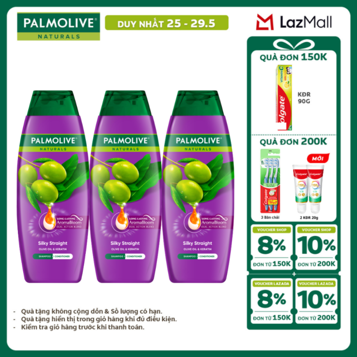 [Chỉ 25-29.5_X2 Voucher giảm 20%] Bộ 3 Dầu gội Palmolive kèm xả 2-trong ...