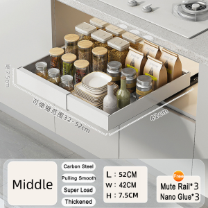 2 in 1Pull-out kitchen storage Sink Drawer Pull Out Basket kitchen Cabinet Retractable dish rack Multifunctional kitchen storage shelf