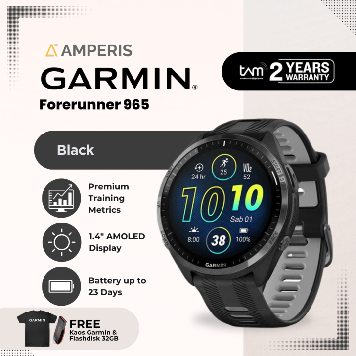 Garmin Forerunner 965 Running Smartwatch Garansi TAM Black