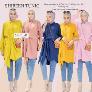 Tunik Polos Wanita Shireen Bahan Crinkle Airflow Fashion Muslimah Terbaru | GOODSAJI HIJABSTUFF
