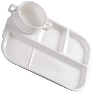 DAFIFY Ceramic Serving Platter Tray - 3 Compartment White Serving Plates for Candy Nuts Fruit Veggies Appetizers Set of 1
