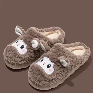 Cartoon Lamb Novelty Slippers Plush Warm & Cozy Indoor Slipper Bedroom Fuzzy Slippers For Women Mens