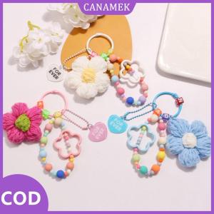CANAMEK✨ Phim Hoạt Hình Len Dệt Kim Hoa Móc Chìa Khóa Đính Cườm Vòng Đeo Tay Dây Buộc Vòng Đeo Tay Keyring Cho Phụ Nữ Cô Gái Túi Mặt Dây Chuyền quyến rũ Keychain Quà Tặng