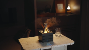 Colorful Flame Air Humidifier with Atmosphere Night Light Flame Essential Oil Aromatic Diffuser for Bedroom Office