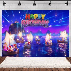 Ready stock sa local warehouseAnime Mario Galaxy Movie Childrens Birthday Party Photo Photography Backdrop Banner