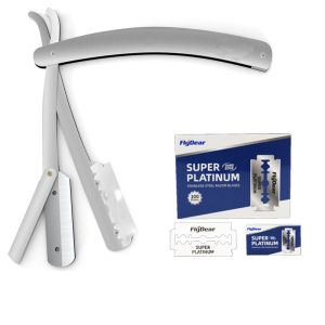 kemei Barber Straight Edge Razor Safety with 10-Pack Blades - 100 Percent Stainless Steel