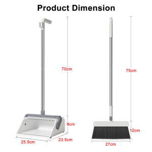 [2 in 1] Kitchenut Set Penyapu Long Handle Broom Set with Self-Cleaning Dustpan Upright Standing and Easy Storage