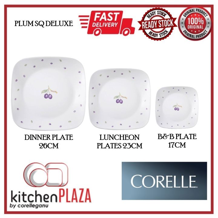 (Loose) CORELLE Deluxe Plum Square Plates (3 Types to Choose) SQ Dinner