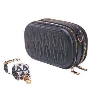 EXCES Trendy Travel Makeup Pouch PU Leather Portable Cosmetic Storage Case Vintage Large Capacity Square Cross Body Bag Casual Wear