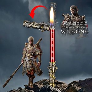 HỘP QUẸT BẬT LỬA GA ĐÁ THIẾT KẾ HÌNH GẬY NHƯ Ý _ CÂY THIẾT BẢNG TÔN NGỘ KHÔNG