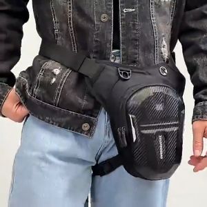 Hard Shell Waterproof Leg Bag Reflective Black Multifunctional Motorcycle Riding Waist Bag Chest Bag