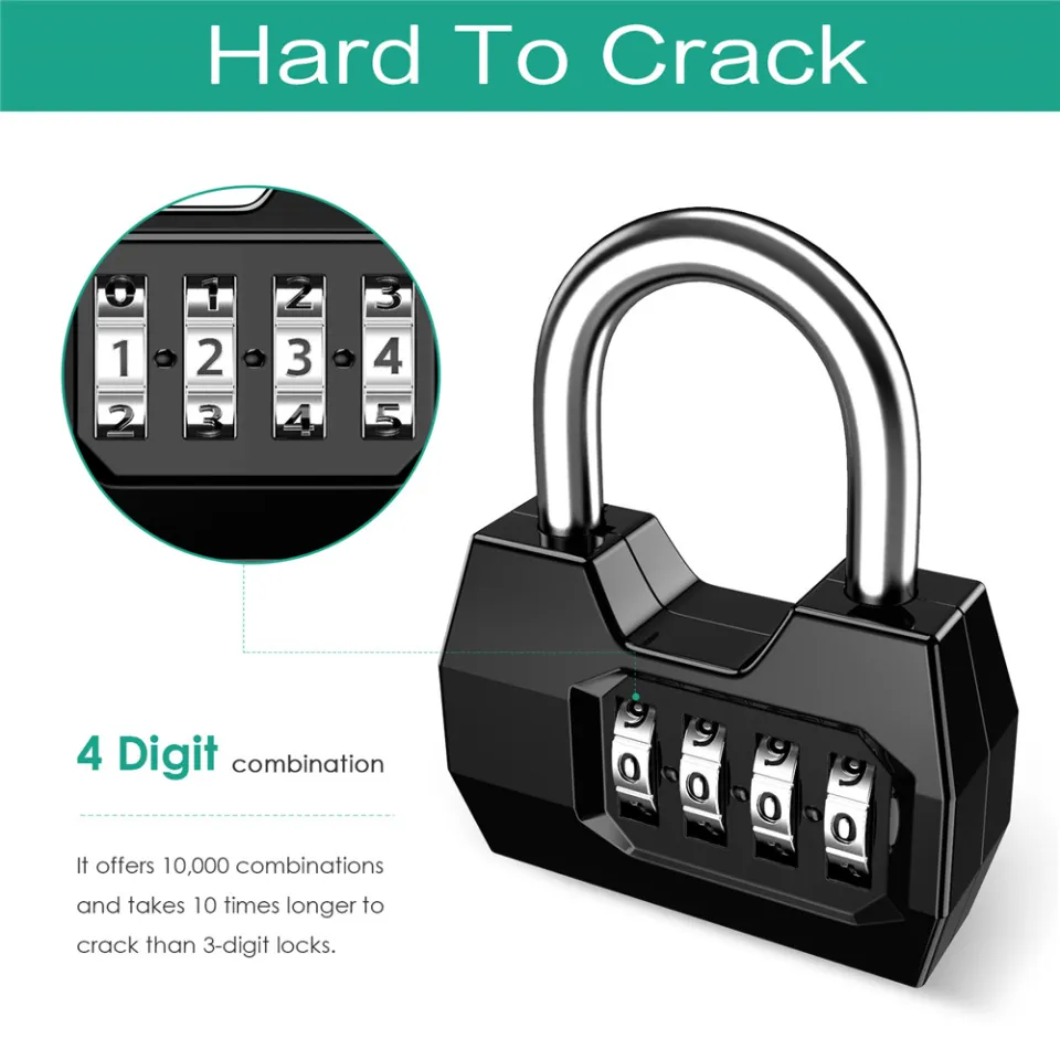 ORIA 4-Digit Combination Padlock – 2-Pack Resettable Locker Lock For Gym, School, Toolbox, And Cabinet (Blue)