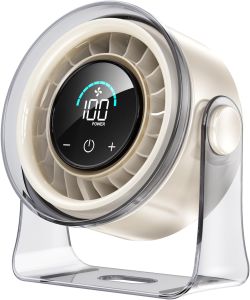 USB Desk Fan for Bedroom: 100 Speeds Digital Display Quiet Portable Fan with Turbo Airflow 120° Rotating Small Rechargeable Battery Desktop & Wall-Mounted Fans for Bedroom Home Office
