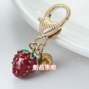 Colorful Phone Lanyard Keyring Strawberry Phone Chain DIY Handmade Keychain Backpack Phone Camera Accessory