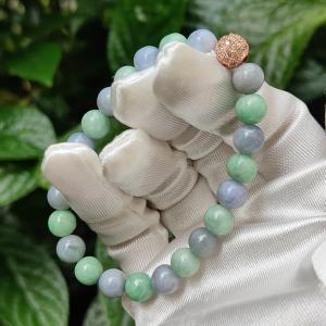 Lavender and Green Natural Type A Jadeite 23 Beads Bracelet with QIC approved labs certificate weigh 19.03 grams 7.8 mm (bracelet11)