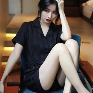 Baju Tidur Piyama Set Wanita BS-8845 Dewasa Lengan Pendek Setelan Ice Silk Putri Manis Adem Lembut