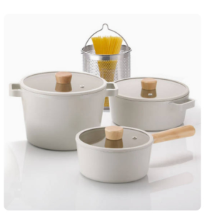 [HÀNG CHÍNH HÃNG] Bộ 3 nồi sâu chống dính bếp từ FIKA NEOFLAM Hàn Quốc. Sản phẩm gồm nồi sâu chống dính đế từ 18cm nồi sâu chống dính đế từ 22cm nồi nông chống dính đế từ 22cm (trắng ngà)