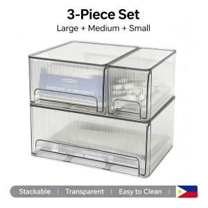 3pcs Acrylic Desktop Drawer Organizer Table Transparent Stackable Makeup Cosmetic Storage Box Dustproof