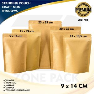 [9x14cm]10 Pcs Standing Pouch Craft Non Windows Warna Coklat I Kemasan Kopi I Kemasan Paper Ziplock