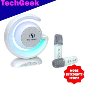 TG YS-110 100W Karaoke Colorful Flashing Light Dual Microphone Bluetooth Speaker Stereo Bass Karaoke Family Party