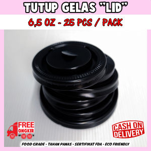 Tutup Paper Cup Hot 65 oz / Lid 6.5 Oz Hitam / Gelas Kertas Panas / Tutup Coffee Cup