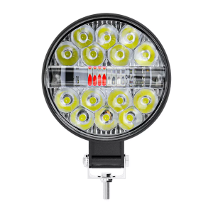 DXZ Lampu LED Sorot Mobil Bulat DRL Berkedip Putih Merah Biru Aksesori Kendaraan SUV Off-Road Jeep Truk IP67 42W - D14 - 7RRSLOBK