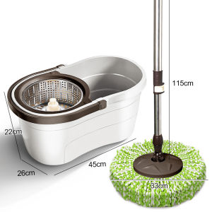 Jbos Dark Brown Floor Mop With Spinner Complete Set Original 360° Magic Rotary Mop Stainless Rod heavy duty wet and dry