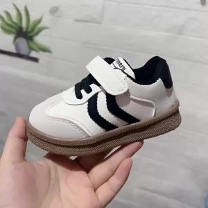 Super Childrens Flat Casual Shoes Students Shallow Stripes Girls Sneakers Leather Kids Shoes for Boys Patchwork Footwear H072212026