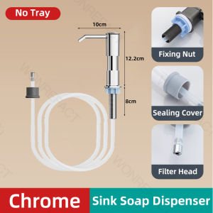 Brushed Nickel Kitchen Sink Square Soap Dispenser Durable Pump Large Flow with ABS Pump Head Lotion or Kitchen Soap Dispenser Pump