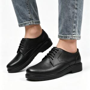 Wide Fit Comfort Non-Slip Derby Shoes Men Black Matte Stylish Business Office Casual Daily Commute