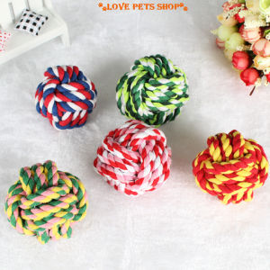 Đồ chơi cho Chó gặm sạch răng bằng dây thừng hình trái banh tròn 5cm (mẫu mới) - Love Pets Shop