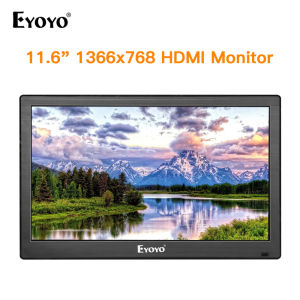 Eyoyo Portable Small HDMI Monitor 12 inch LCD Monitor 1366x768 w/HDMI VGA BNC AV Inputs Built-in Speaker